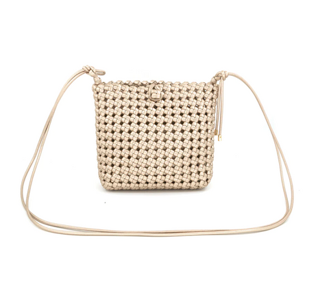 Taupe woven straw bag