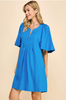 Royal Blue Pleated Tunic Dress