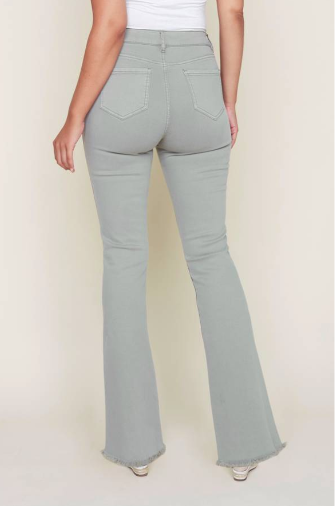 Olive Flare Slit Jeans