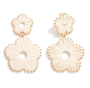 Ivory Raffia Flower Earrings