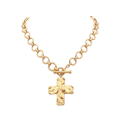 Square Cross Pearl Necklace