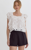 White Lace Ruffle Blouse