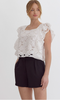 White Lace Ruffle Blouse