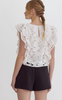 White Lace Ruffle Blouse