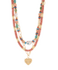 Coral Layerd Heart Pendant Necklace