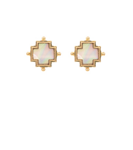 White Disc Drop Earrings