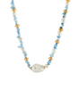 Blue Stone Chip and Pearl Necklace