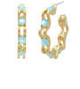Blue Stone Wavy Hoops