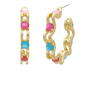 Multi Stone Wavy Hoops