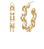 White Stone Wavy Hoops