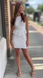 White Lace Ruffle Dress
