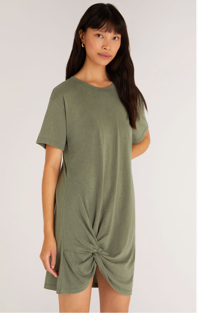 Olive Twisted Tshirt Dress