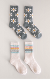 Daisy and Stripe Plush 2 Pack Socks